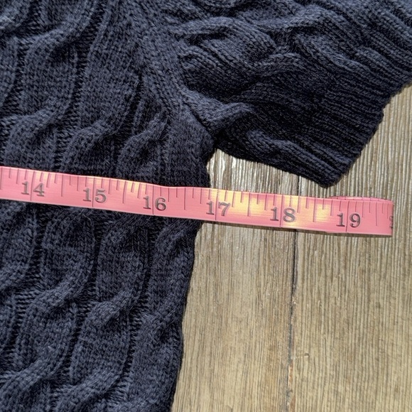 Maeve Anthropology Cable Short Sleeve Twofer Sweater Navy - Picture 14 of 14